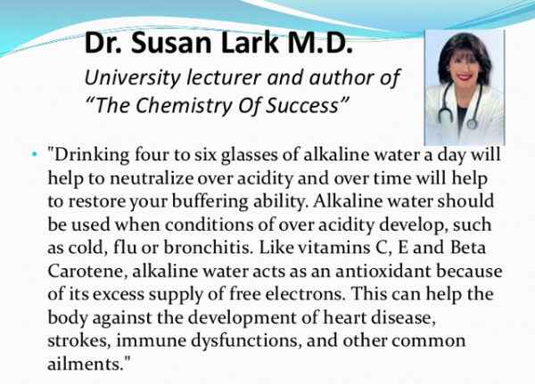 Bác sĩ Susan Lark và nước ion kiềm